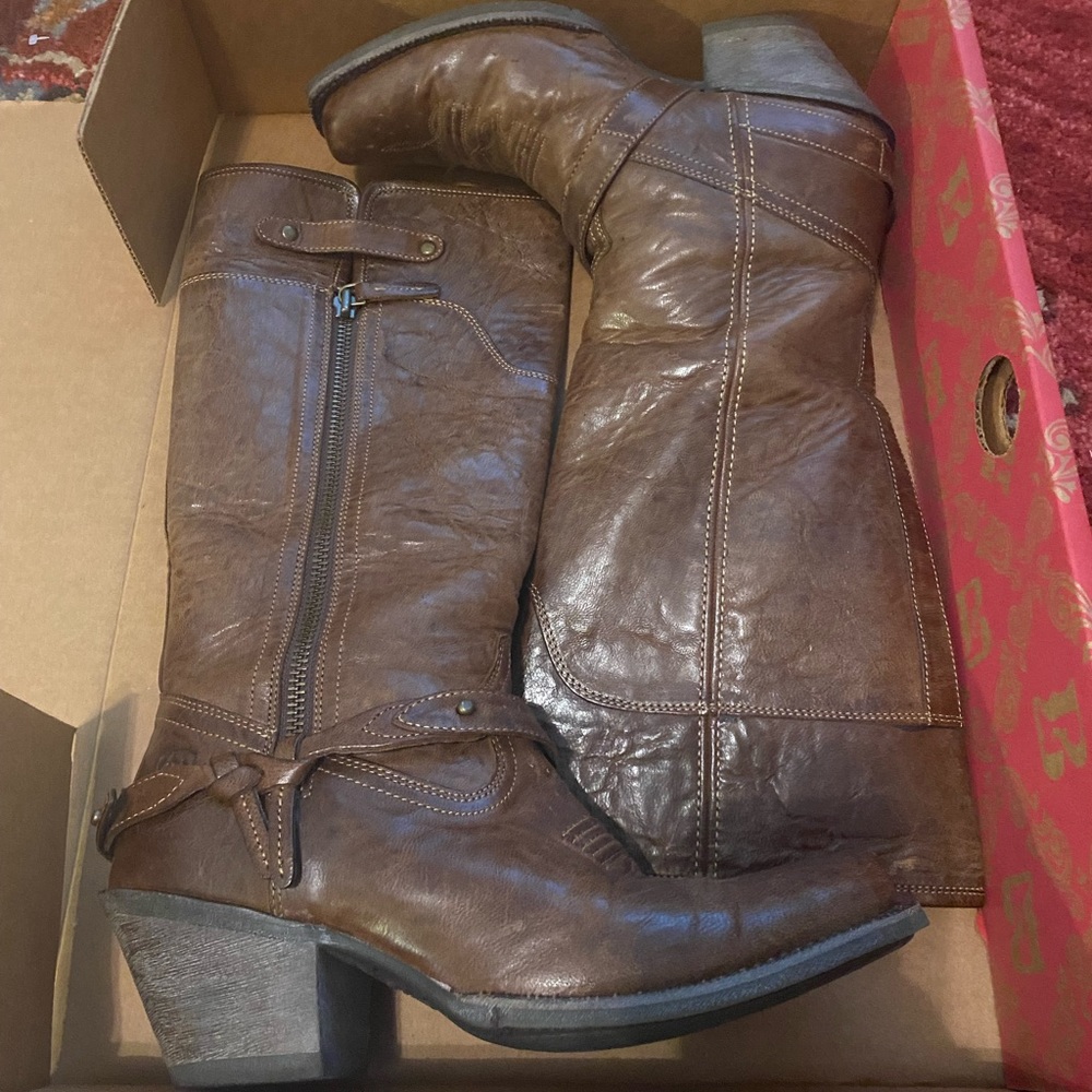 Leather cowboy boots.